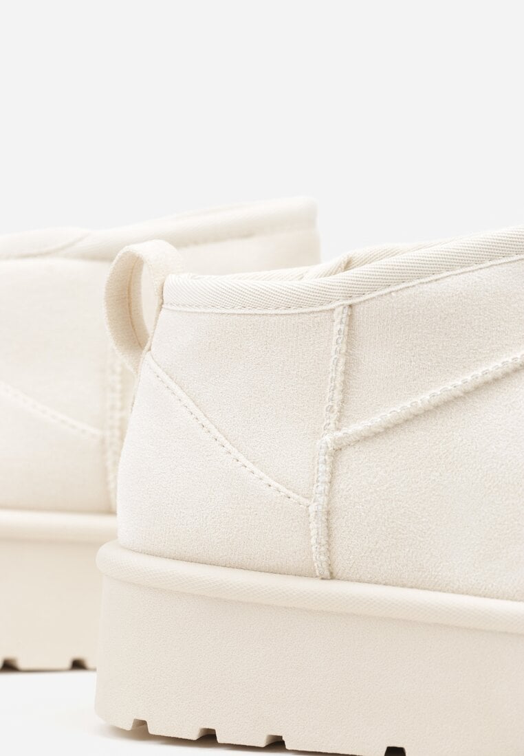 Beżowe Wsuwane Śniegowce z Futerkowym Ociepleniem na Platformie Eslin