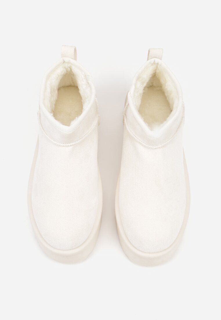 Beżowe Wsuwane Śniegowce z Futerkowym Ociepleniem na Platformie Eslin