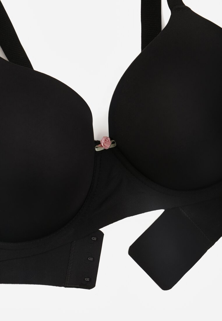 Czarny Klasyczny Biustonosz o Gładkiej Fakturze Adriaros