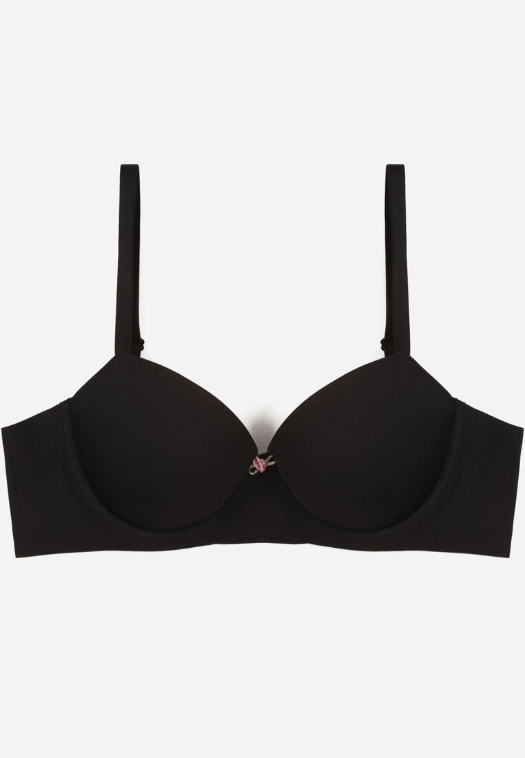 Czarny Gładki Biustonosz o Klasycznym Fasonie Amanei