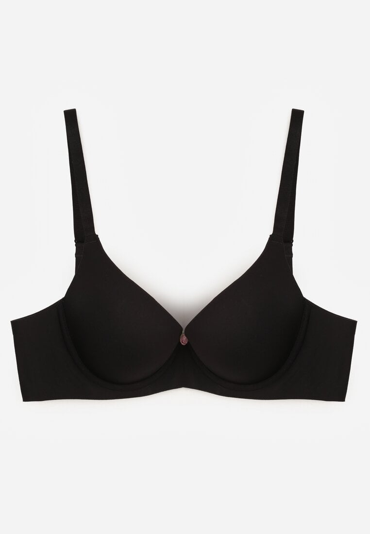 Czarny Gładki Biustonosz z Efektem Push-up Theisithea