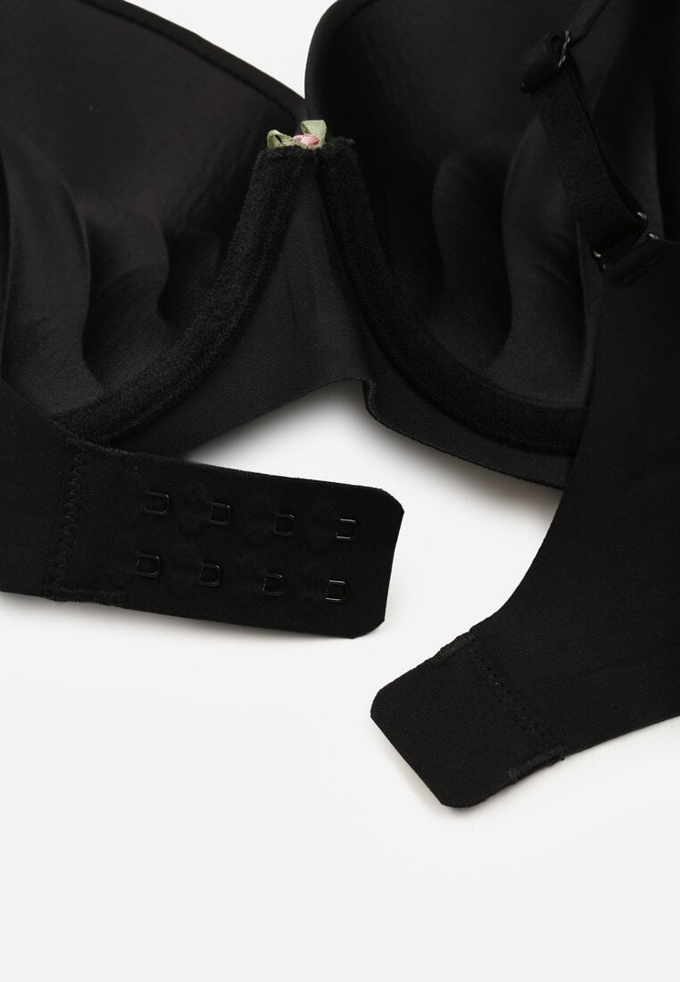 Czarny Gładki Biustonosz z Efektem Push-up Theisithea