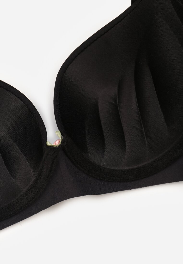 Czarny Gładki Biustonosz z Efektem Push-up Theisithea