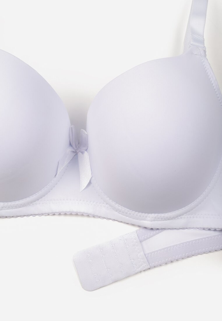 Biały Biustonosz o Gładkim Wykończeniu z Kokardką Phiphise