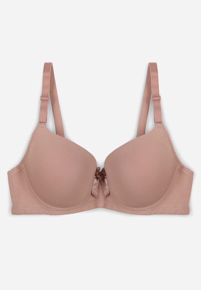 Jasnofioletowy Biustonosz o Gładkim Wykończeniu z Kokardką Phiphise