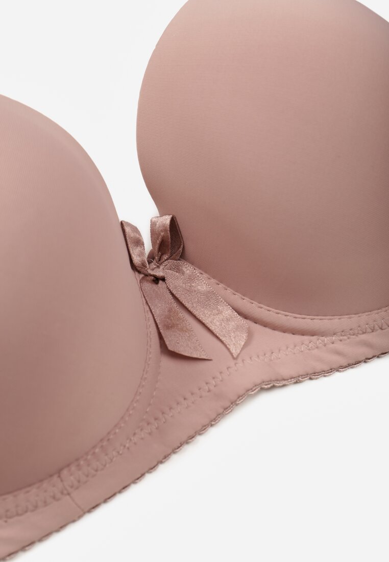 Jasnofioletowy Biustonosz o Gładkim Wykończeniu z Kokardką Phiphise