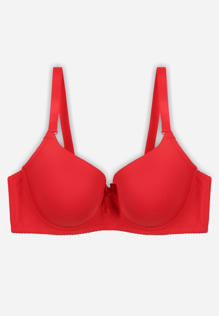 Czerwony Biustonosz o Gładkim Wykończeniu z Kokardką Phiphise