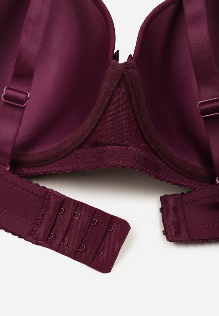 Ciemnofioletowy Biustonosz o Gładkim Wykończeniu z Kokardką Phiphise