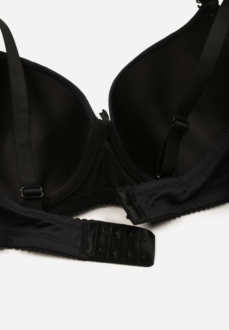 Czarny Biustonosz o Gładkim Wykończeniu z Kokardką Phiphise