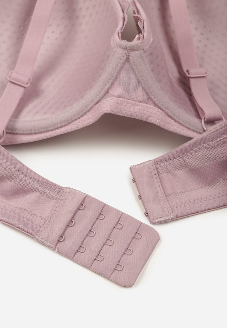 Fioletowy Biustonosz Zdobiony Koronką i Kokardami Morgavia