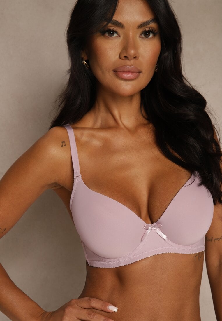 Fioletowy Gładki Biustonosz o Klasycznym Fasonie Arriethia