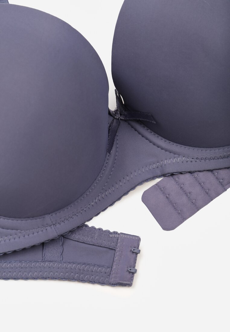 Granatowy Gładki Biustonosz o Klasycznym Fasonie Arriethia