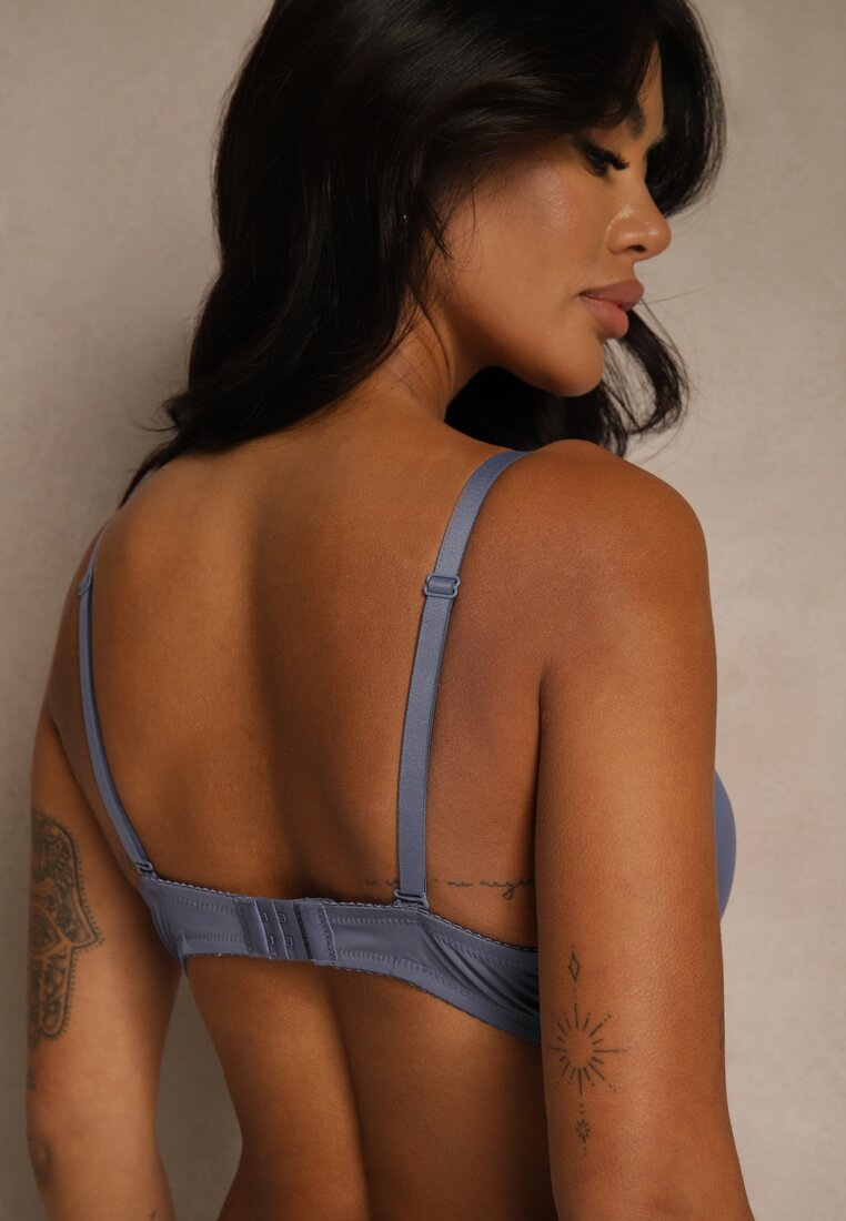 Granatowy Gładki Biustonosz o Klasycznym Fasonie Arriethia