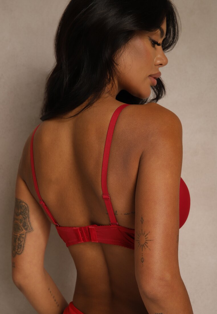 Bordowy Gładki Biustonosz o Klasycznym Fasonie Arriethia