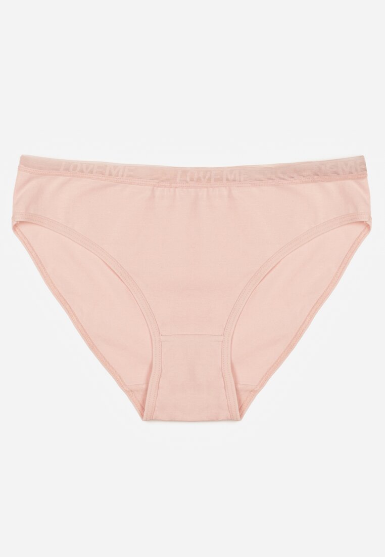 Jasnoróżowe Majtki Figi z Bawełny z Napisem Love Adririn