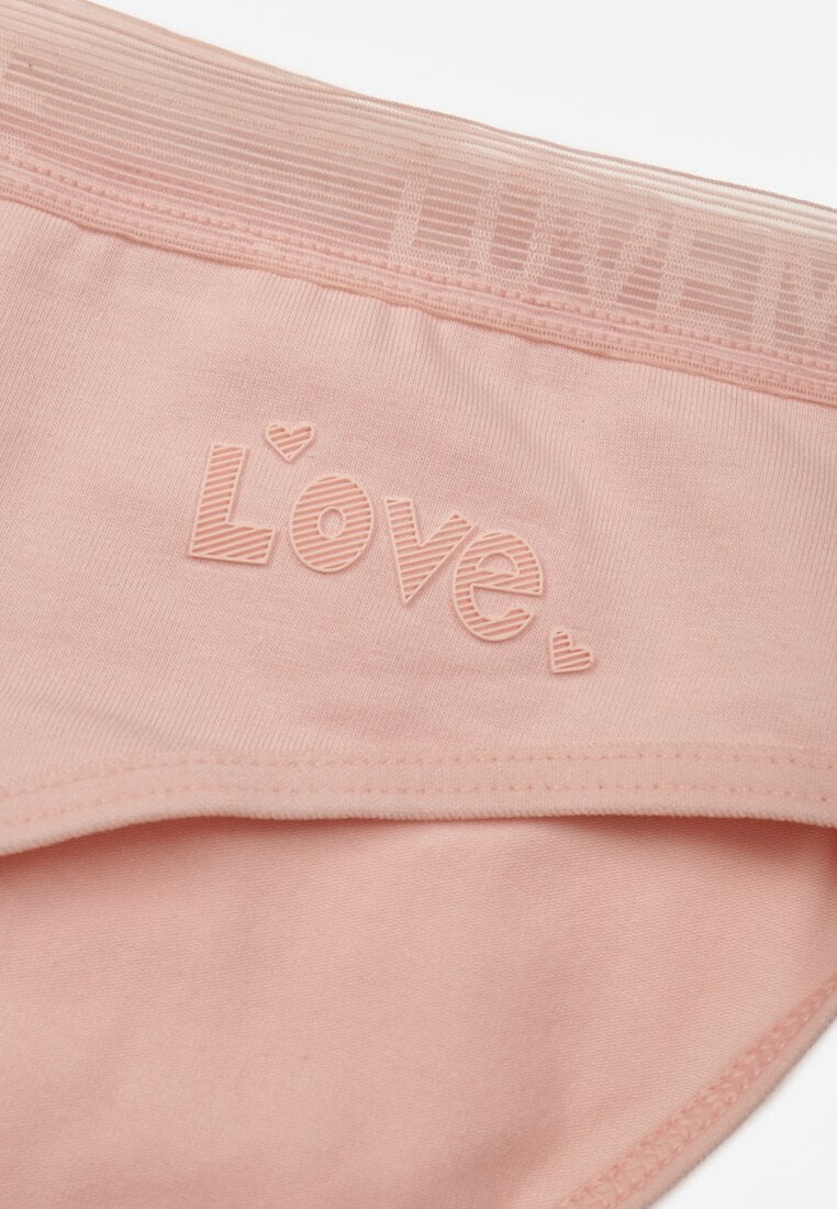 Jasnoróżowe Majtki Figi z Bawełny z Napisem Love Adririn