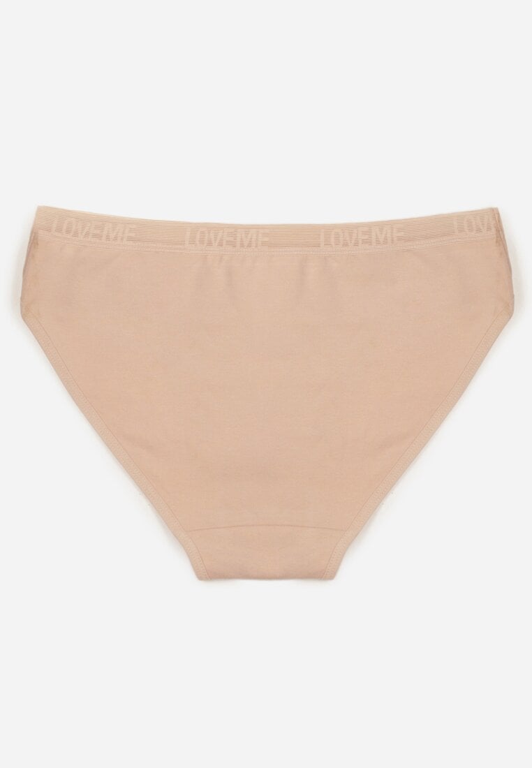 Beżowe Majtki Figi z Bawełny z Napisem Love Adririn