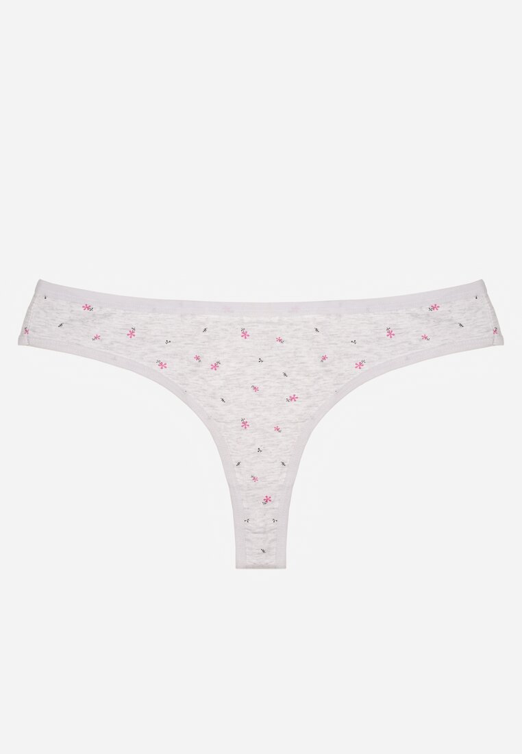 Jasnoszare Majtki Strongi z Drobnym Nadrukiem z Bawełną Clymeine