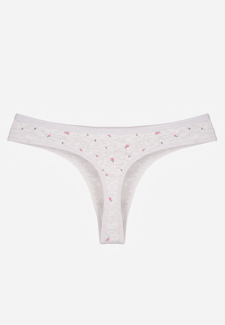 Jasnoszare Majtki Strongi z Drobnym Nadrukiem z Bawełną Clymeine