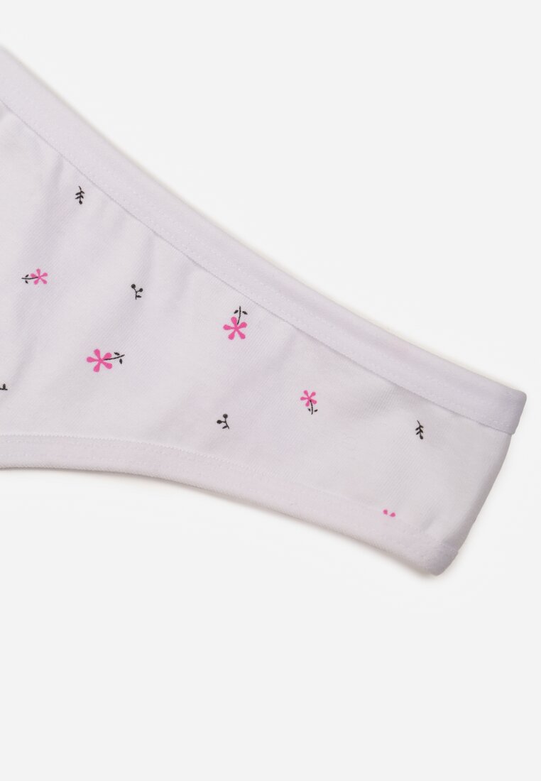 Białe Majtki Strongi z Drobnym Nadrukiem z Bawełną Clymeine