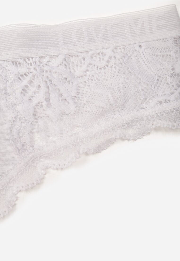 Jasnoszare Majtki Stringi Ozdobione Koronką z Bawełną Meniliphis