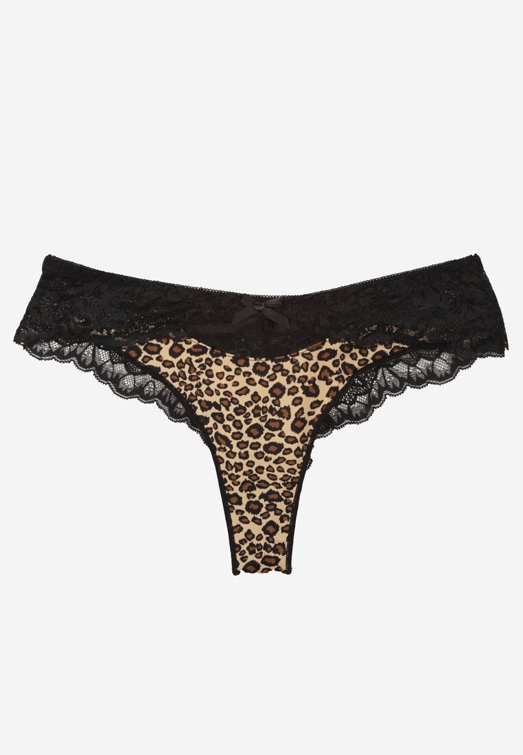 Panterkowe Majtki Stringi Ozdobione Koronką Phisoris