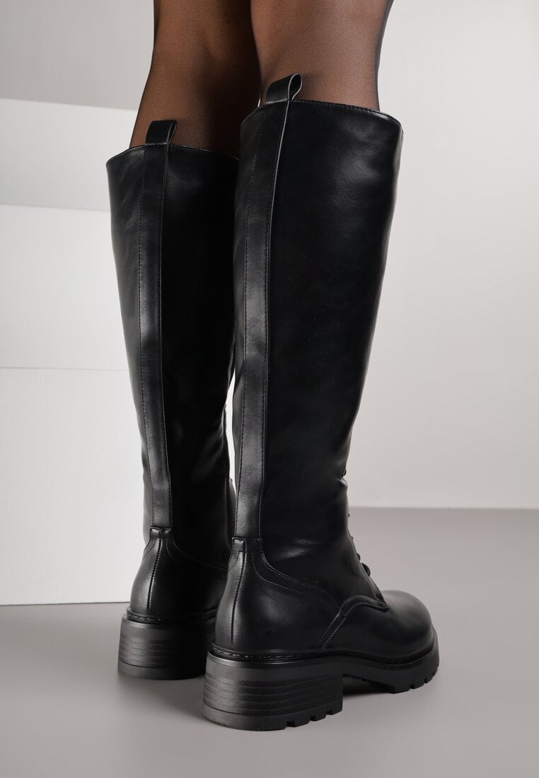 Czarne Kozaki Typu Workery Rhaethe