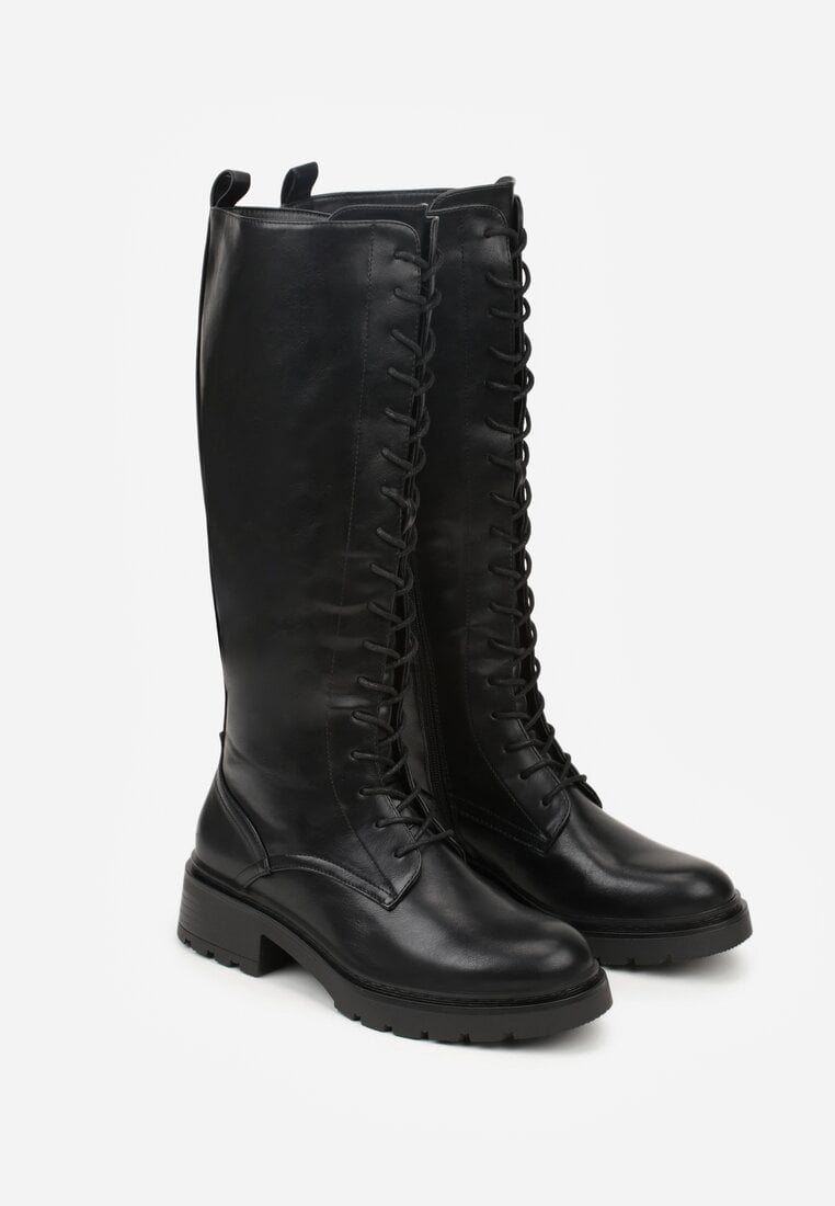 Czarne Kozaki Typu Workery Rhaethe