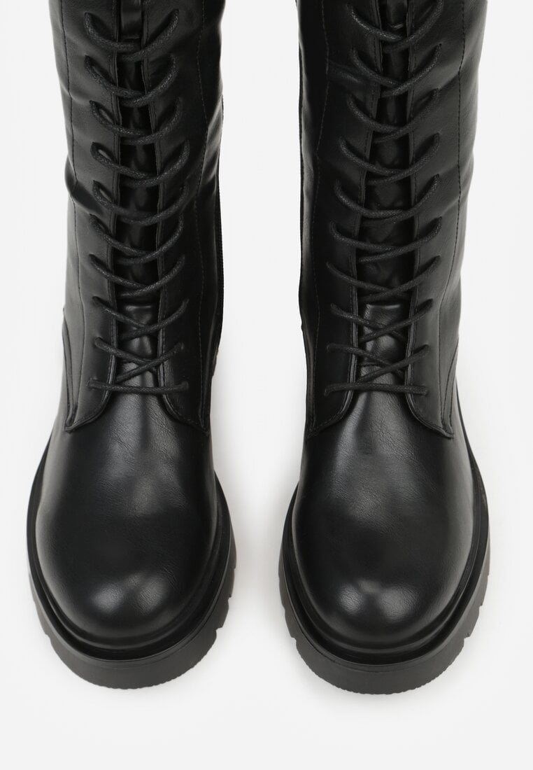 Czarne Kozaki Typu Workery Rhaethe