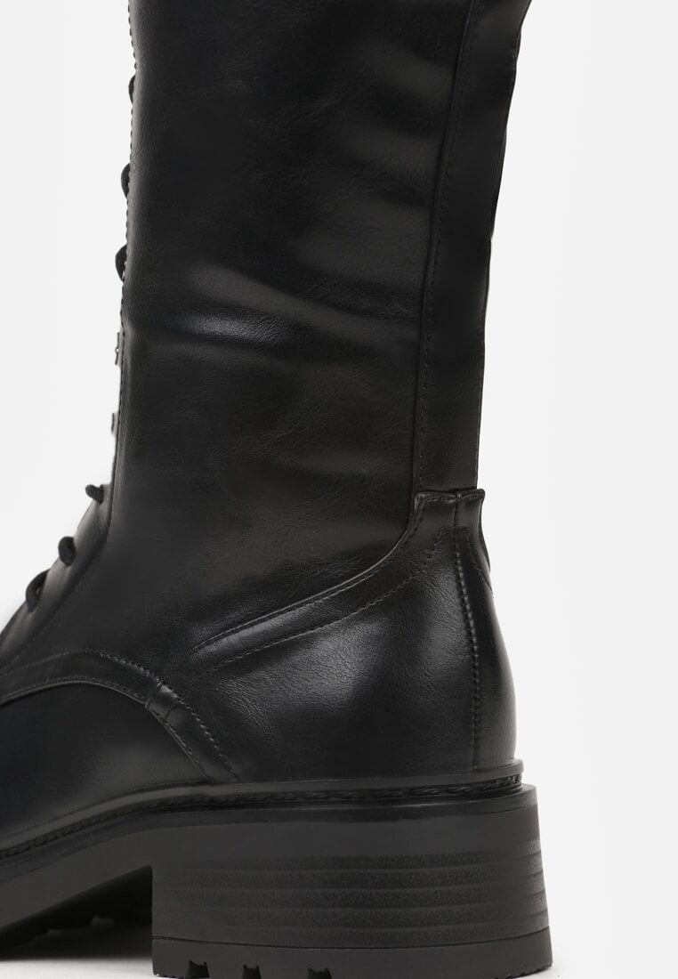 Czarne Kozaki Typu Workery Rhaethe