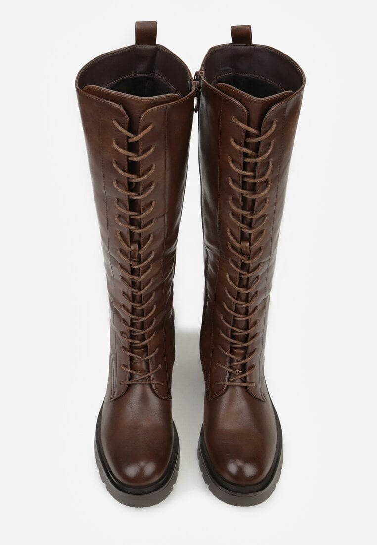 Brązowe Kozaki Typu Workery Rhaethe