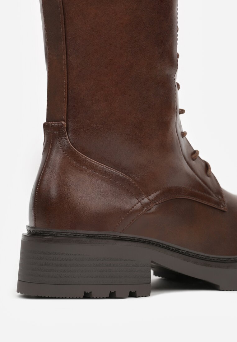 Brązowe Kozaki Typu Workery Rhaethe