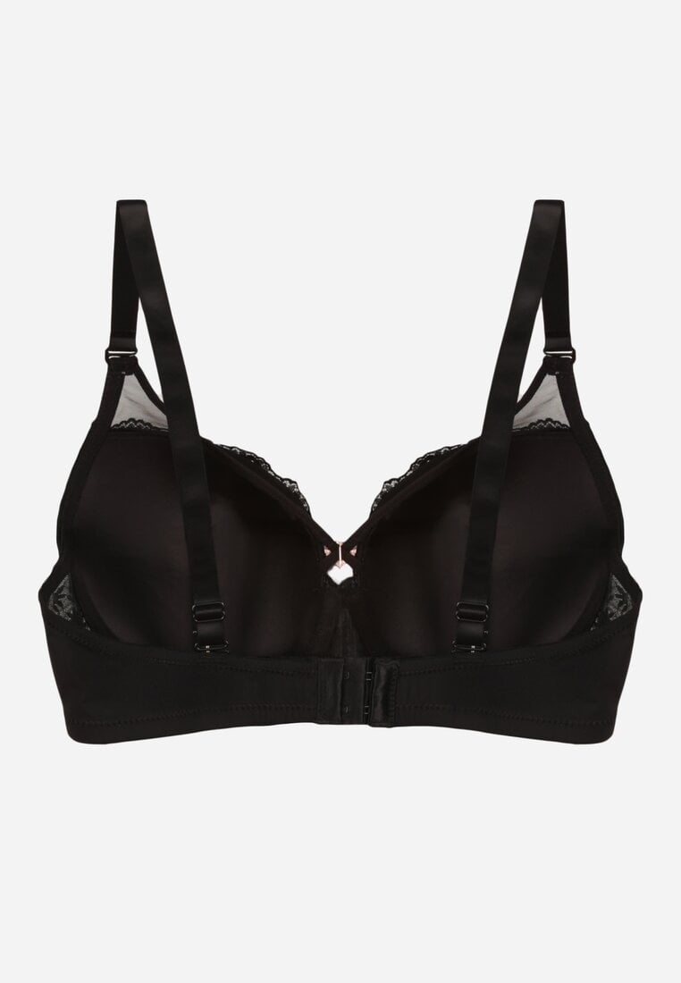 Czarny Biustonosz z Koronki z Sercem z Cyrkonii Adrievianna