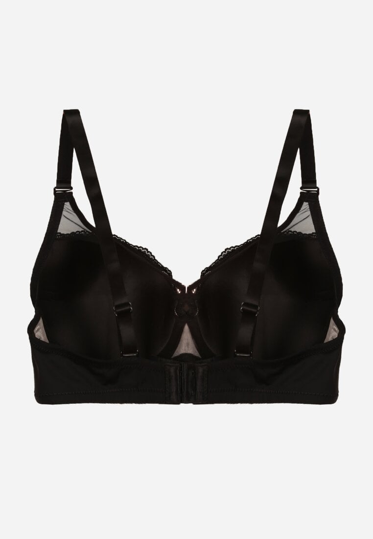 Czarno-Beżowy Biustonosz z Koronki z Sercem z Cyrkonii Adrievianna