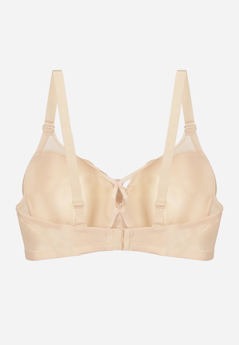 Jasnobeżowy Biustonosz z Koronki z Sercem z Cyrkonii Adrievianna