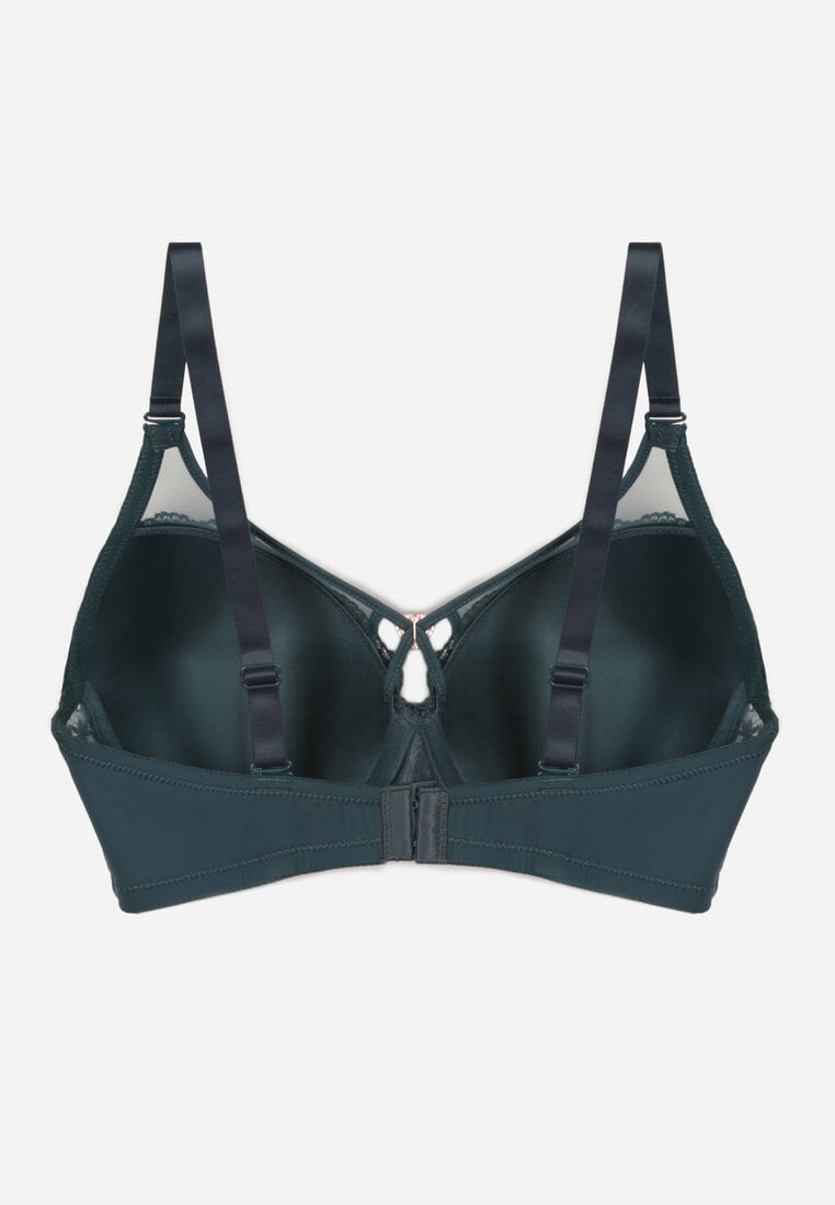 Ciemnozielony Biustonosz z Koronki z Sercem z Cyrkonii Adrievianna