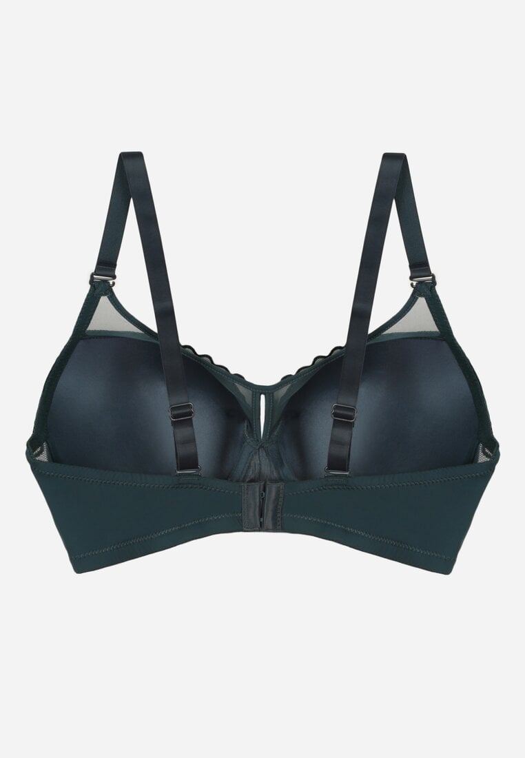 Ciemnozielony Koronkowy Biustonosz Ozdobiony Przezroczystą Wstawką Acalinai