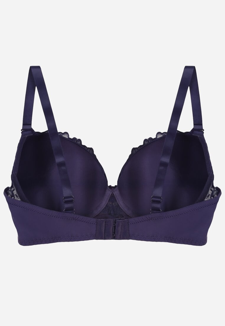 Granatowy Koronkowy Biustonosz Ozdobiony Cyrkoniowym Sercem Bothilei