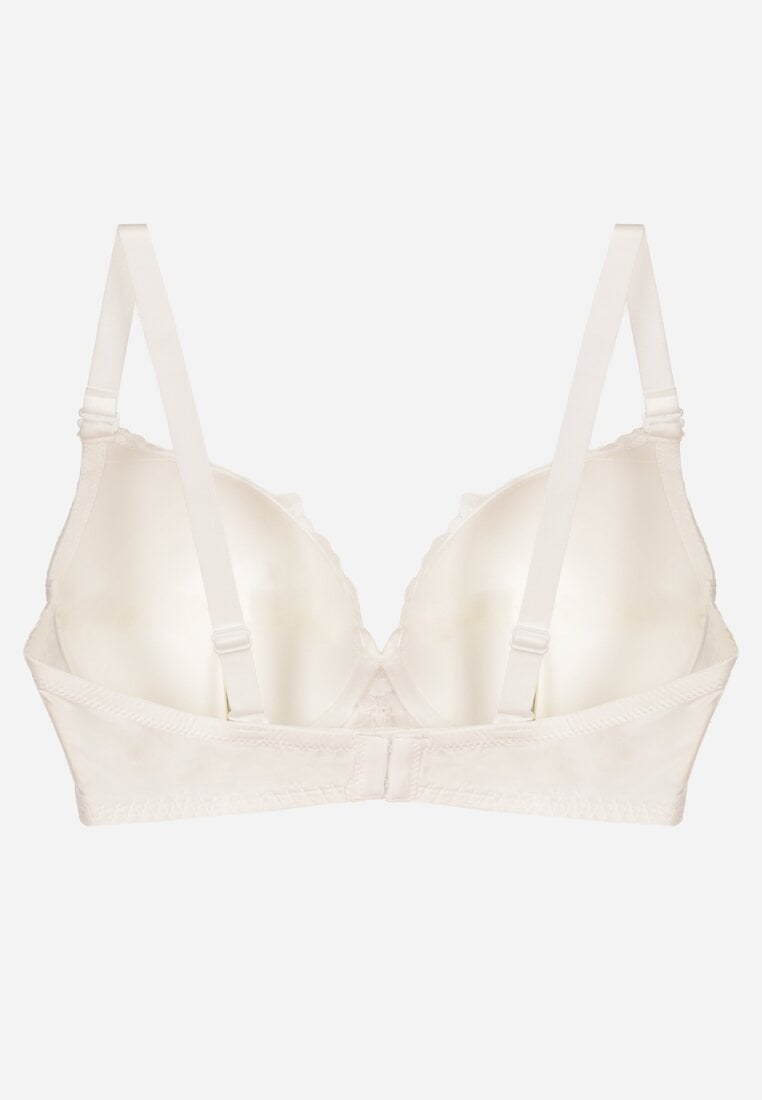 Jasnobeżowy Koronkowy Biustonosz Ozdobiony Cyrkoniowym Sercem Bothilei