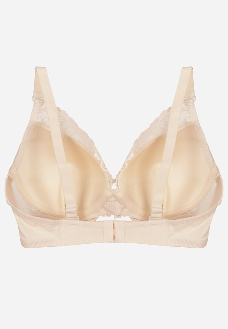 Jasnobeżowy Koronkowy Biustonosz w Klasycznym Stylu Coralee