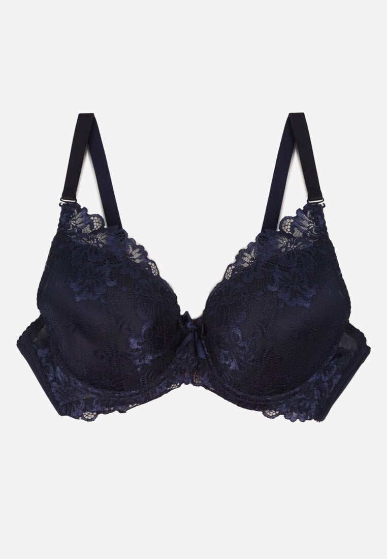 Granatowy Koronkowy Biustonosz w Klasycznym Stylu Coralee