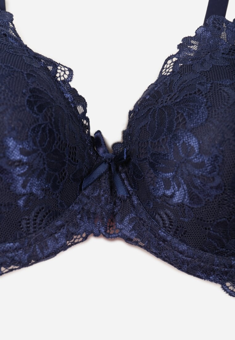 Granatowy Koronkowy Biustonosz w Klasycznym Stylu Coralee