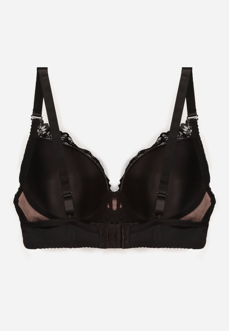 Czarno-Beżowy Koronkowy Biustonosz w Klasycznym Stylu Coralee