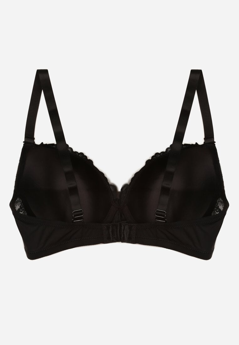 Czarny Biustonosz Ozdobiony Koronką i Kokardką Aqiany