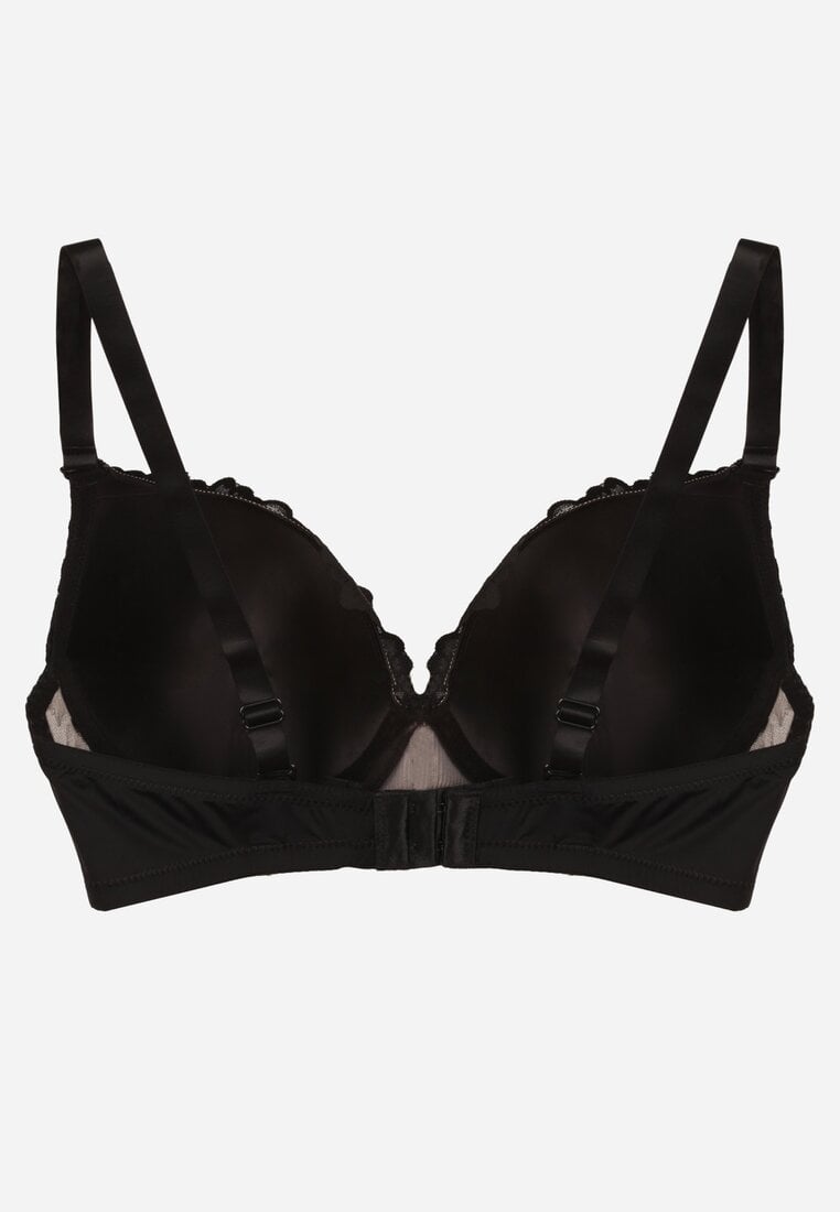 Czarno-Beżowy Biustonosz Ozdobiony Koronką i Kokardką Aqiany