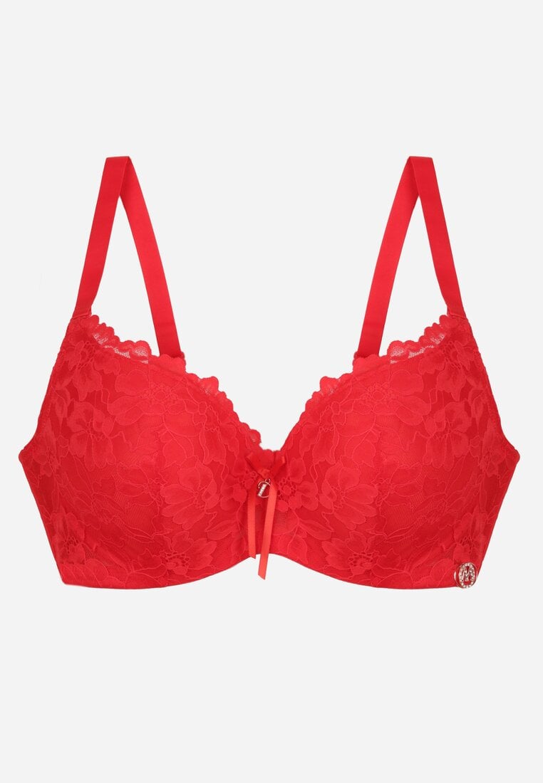 Czerwony Biustonosz Ozdobiony Koronką i Kokardką Aqiany