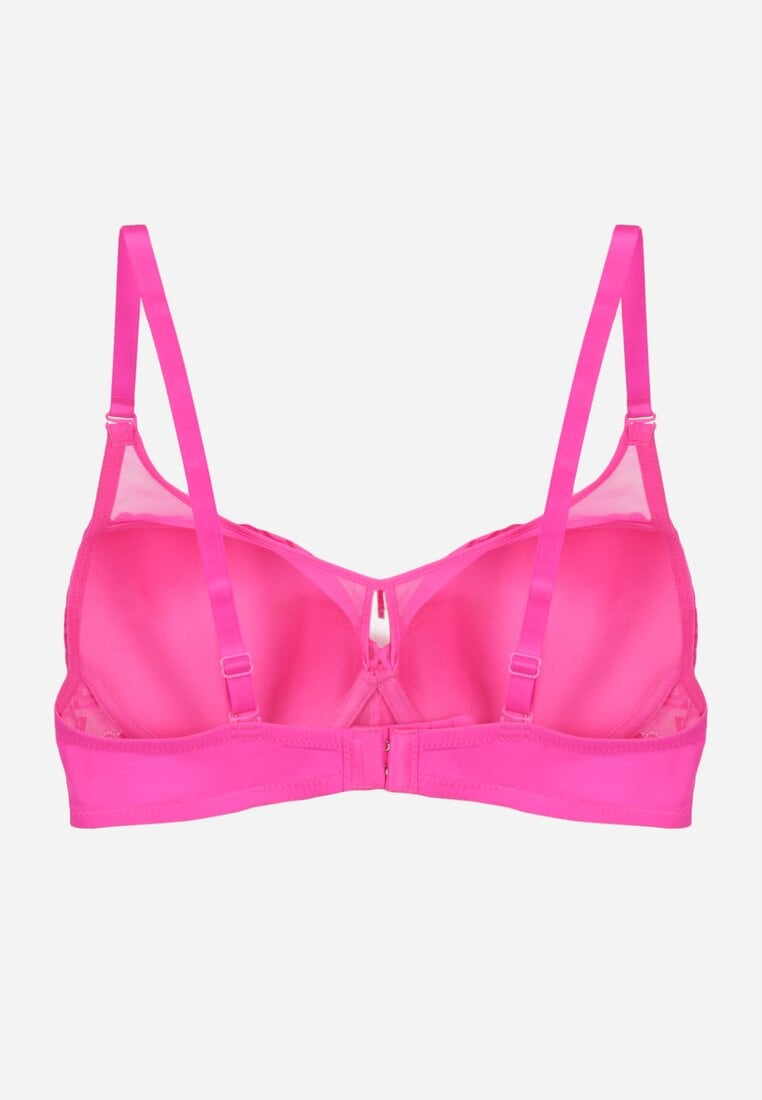 Różowy Biustonosz Ozdobiony Transparentnymi Wstawkami i Koronką Brannor