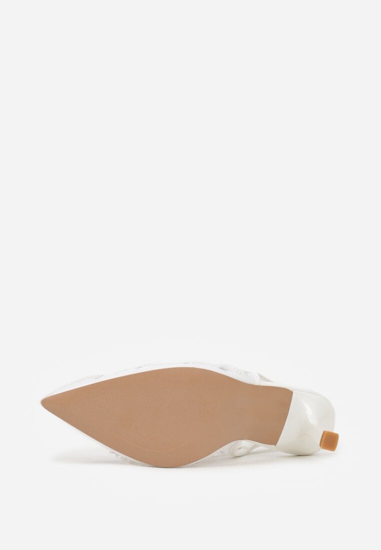 Białe Sandały na Szpilce Typu Slingback z Cekinami Resseris