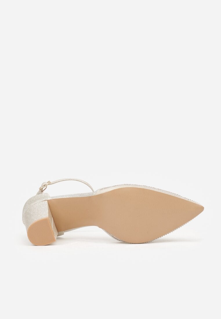 Złote Czółenka na Słupku z Cyrkoniami i Brokatem Myriani