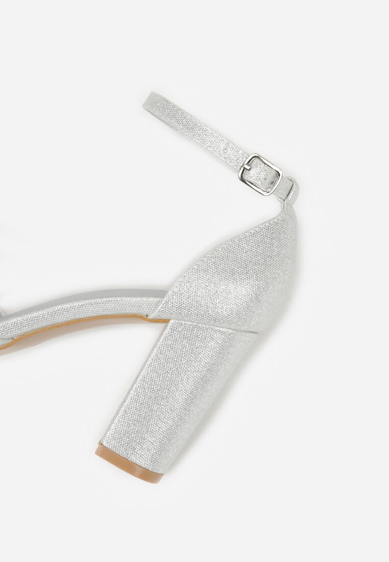 Srebrne Czółenka na Słupku z Cyrkoniami i Brokatem Myriani